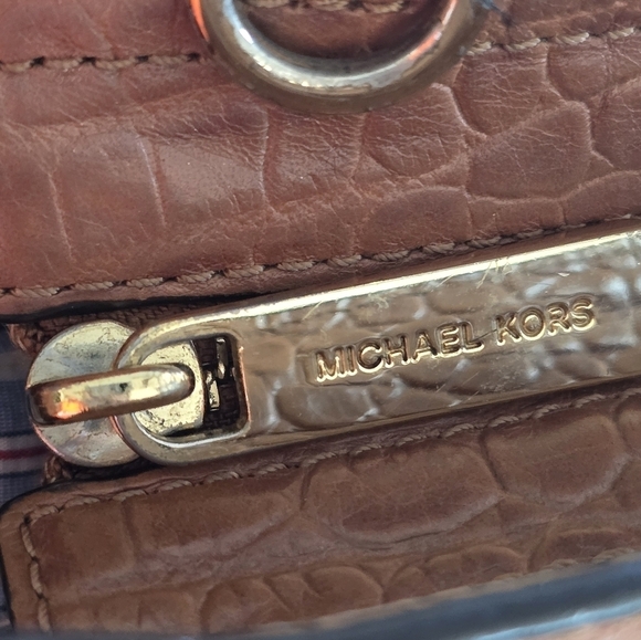 Vintage Michael Kors Canvas and Leather Handbag Gold Hardware Medium - Picture 13 of 16